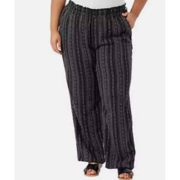 Briggs Women's Linen Blend Pull-On Pants Black Stripe Size X-Large - Picture 3 of 15